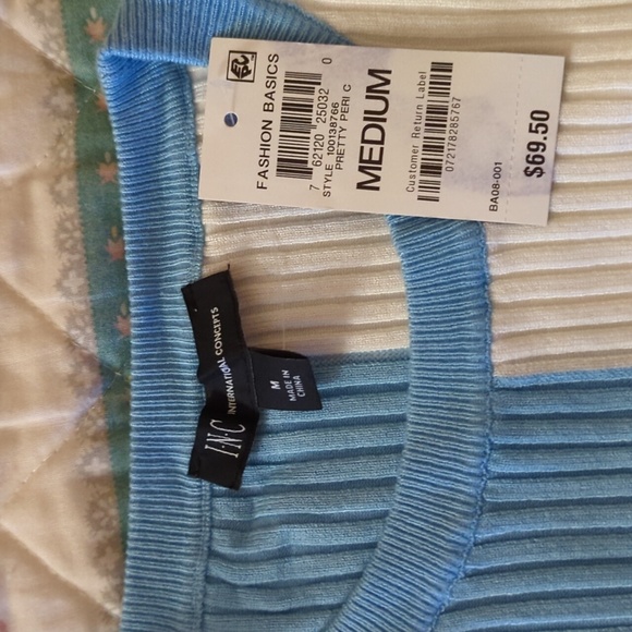 INC Colorblock Light Blue/Gray/ Ivory Sweater - Picture 3 of 5